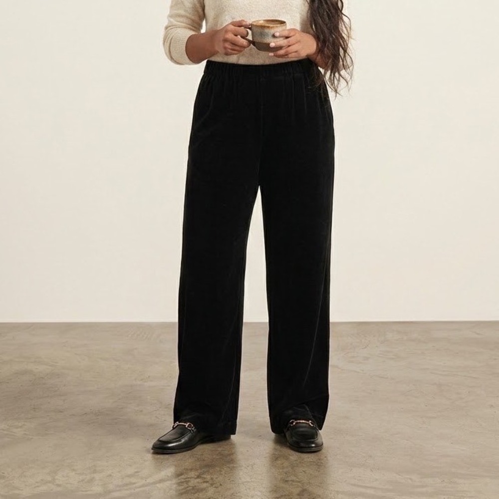 COS Black Velvet Wide Leg Trousers High Waisted Pants Size 2 NEW 1201163 001 09